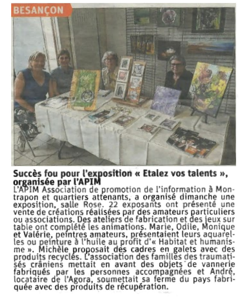 L'APIM Association de promotion de l'information à Montrapon et quartiers attenants, a organisé dimanche une exposition, salle Rose.